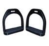 Black Plastic Polymer Composite Horse Stirrups Light Weight Black Rubber Mat