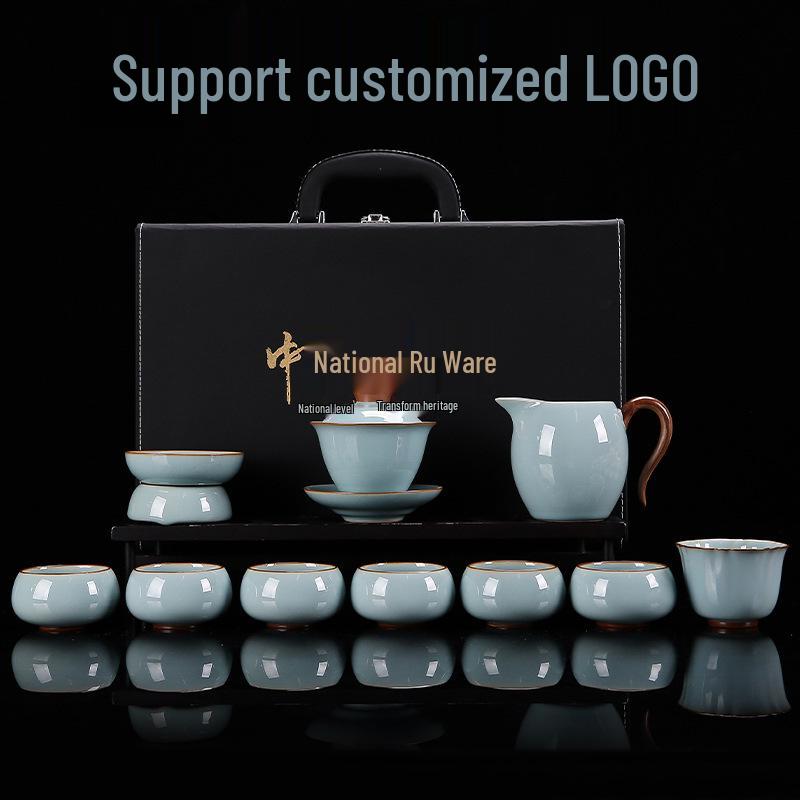 Ru Ware Ceramic Kung Fu Tea Set: Teacup, Teapot, Teabowl, Master Cup, Tea Cup, Six Gentlemen Tools, Tea Wash, Fairness Cup, Office Cup.