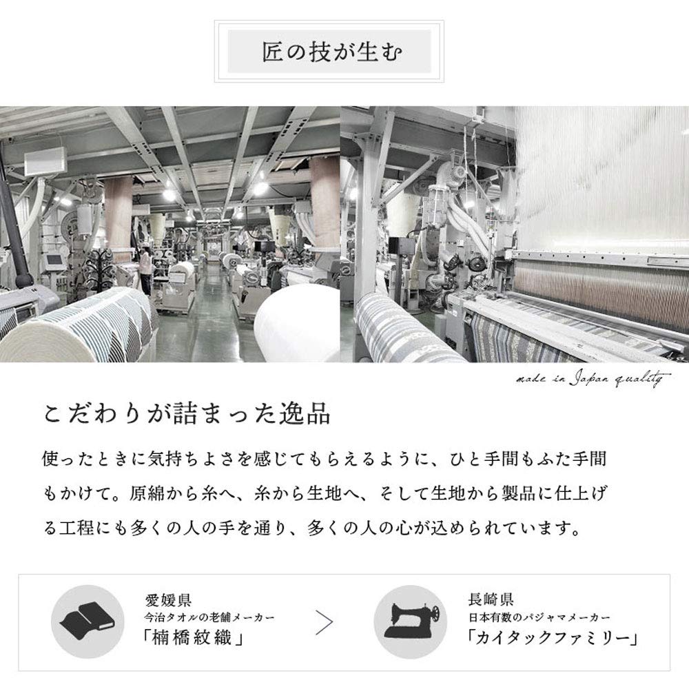 Towel Long Sleeve Imabari Towel Checkered Size with Imabari Towel Brand Top and Bottom Day [Kodawari Anminkan] [Imabari Pajamas] Women's Pajamas, 100%