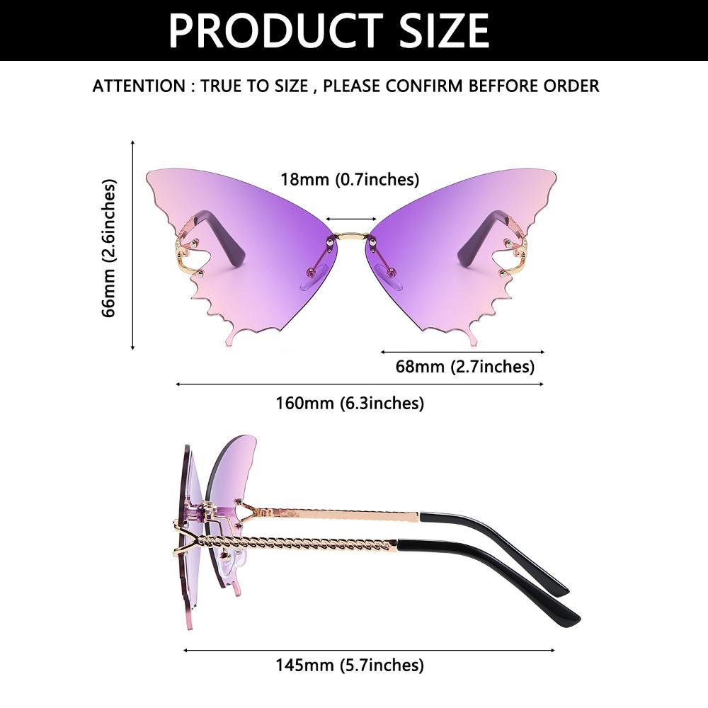 Women Fashion Metal Butterfly Sunglasses Retro Sun Glasses Rimless Sunglasses UV protection