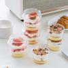 50Pcs 150/250ml Disposable Salad Cups Clear Plastic Round Shape Dessert Cups with Lid Leak-Proof with Lid