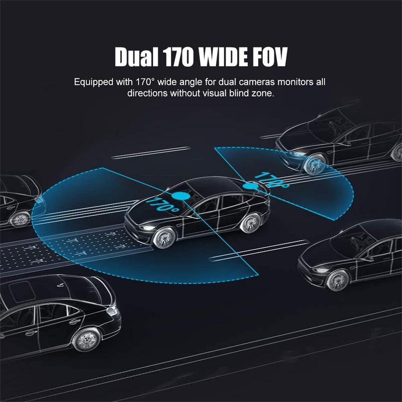 3-канальная камера 360 Dashs Cam Night Vision 2.4-дюймовый IPS-экран Парковочный монитор 1080P Запись 170Wide Угол