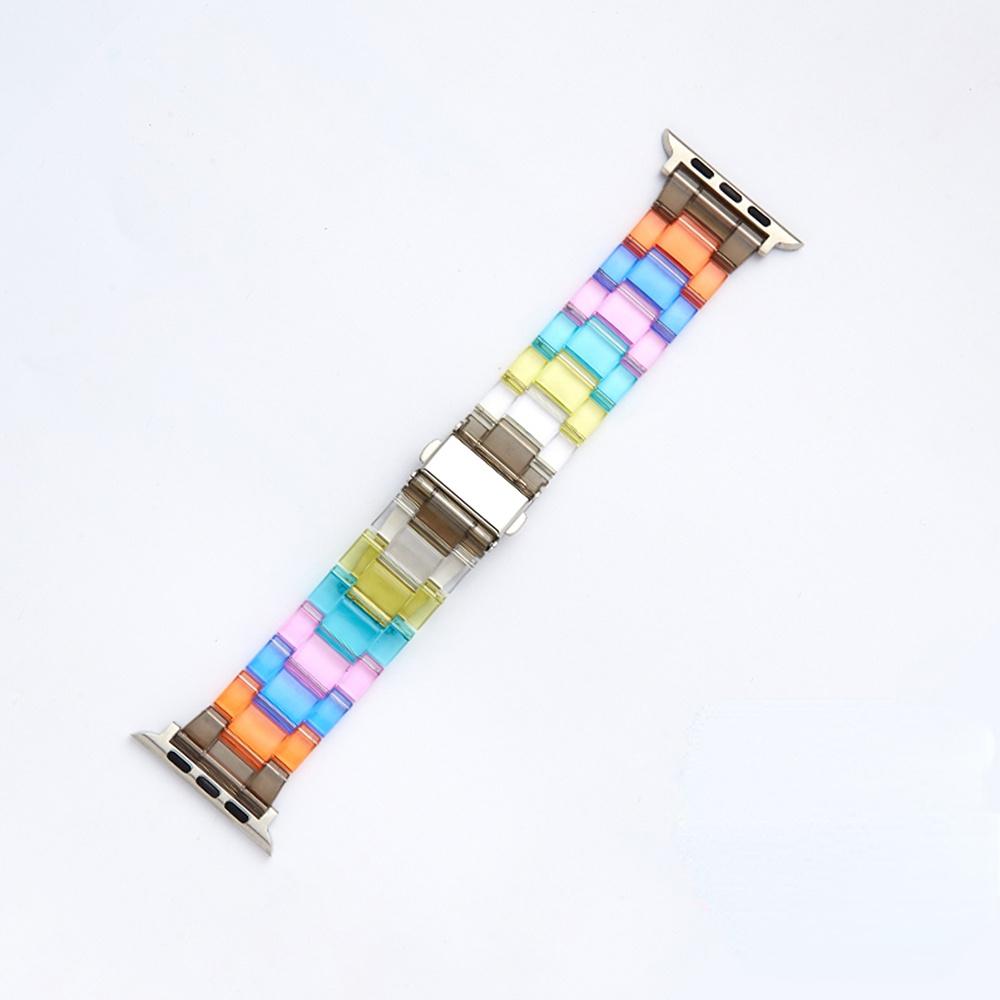 Resin Rainbow Transparent For Apple Watch Band 44mm 45mm 38 40mm 42 41mm 49mm 44 45 Strap Bracele iWatch Series 8 7 6 SE 5 4 3 2 Band