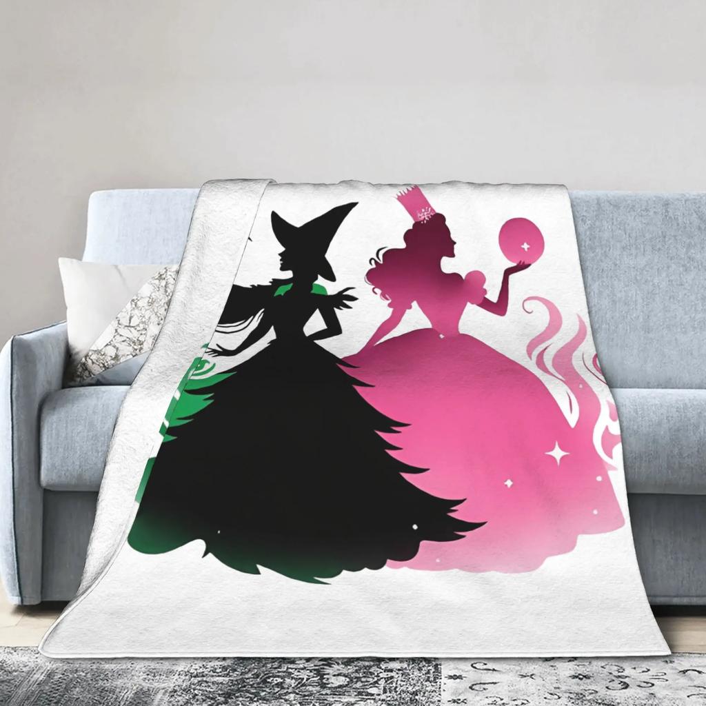 Elphaba Glinda Wicked Movie Warm Plush Throw Blanket for Kids and Adults Flannel Couch Bedspread Sofa Cover