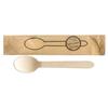 Kyushu Paper Craft Sealed Wooden Spoons, Paper Wrapped, Pack of 100, Individually Wrapped, Disposable, Eco-Friendly, Perfect for Cafes, Outdoors, and