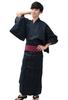 Edoten Shijira Weave Yukata Black Kasuri Pattern Wine Obi LL Men's 2-Piece Set, 703, 753,