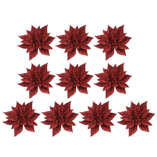 Поддельный цветок, привлекательный широкий спектр применения, компактный двухслойный пуансеттия, рождественский искусственный декор для фестиваля