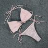 2 Pcs/Set Women Bikini Set Smooth Surface Reflective Padded Wire Free