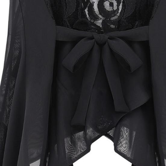 Scarf Collar Sleeveless Irregular Draped Hem Lace-up Vest Jacket Women Back