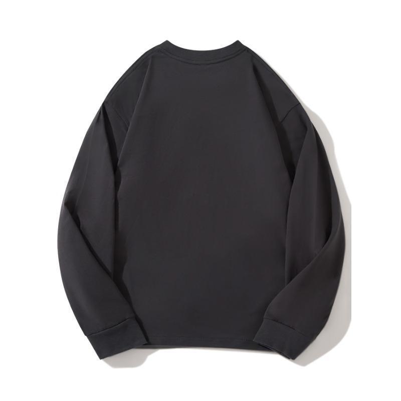 Большая осенняя одежда с длинными рукавами из чистого хлопка, новый мужской и женский топ, весенний внутренний слой, базовая рубашка, круглый вырез