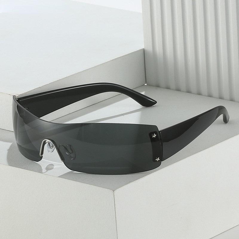 Солнцезащитные очки без оправы в стиле стимпанк, цельные солнцезащитные очки, женские солнцезащитные очки в стиле панк со звездами, женские модные солнцезащитные очки