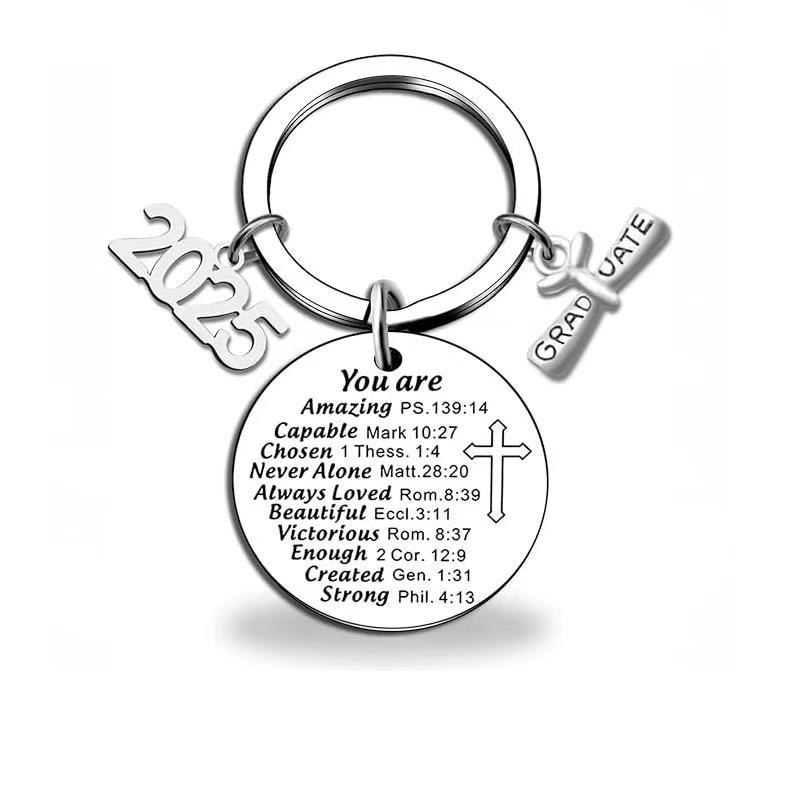 Stainless Steel Keychain for 2025 Graduation - University & High School Senior Gift In European and American Style