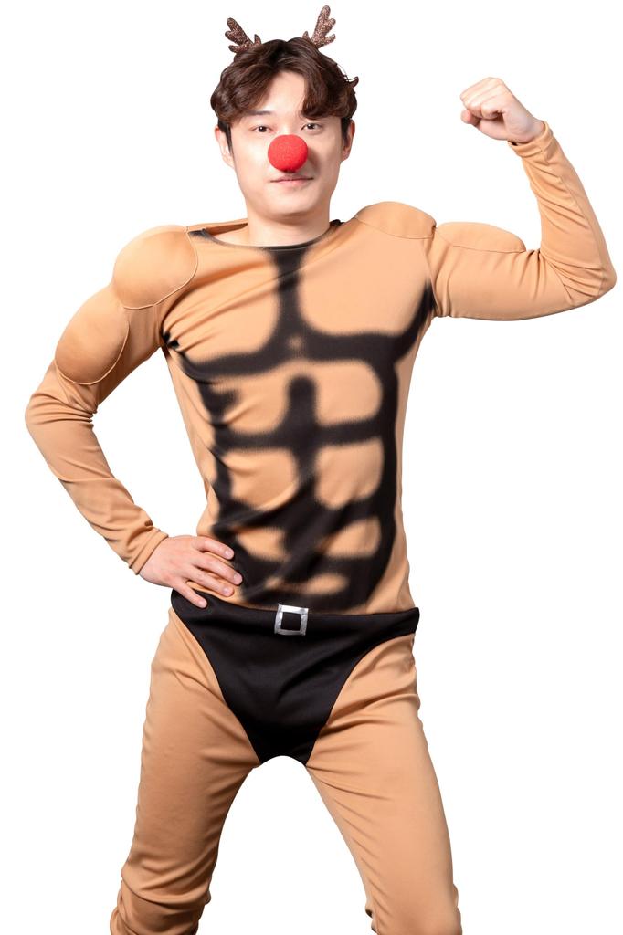 Косплей Рождественский мускулистый олень Коричневый [Прозрачный камень] Мужской