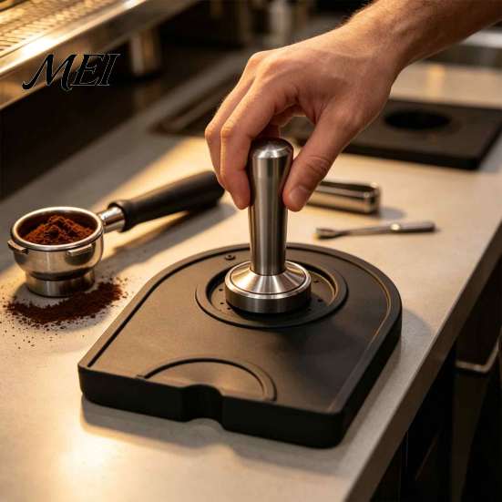 Coffee Utensil Storage Pad Silicone Espresso Tamping Mat, L-Shaped Corner Tamper for Portafilter, Non-Slip Machine Accessories Food Grade Barista Tool