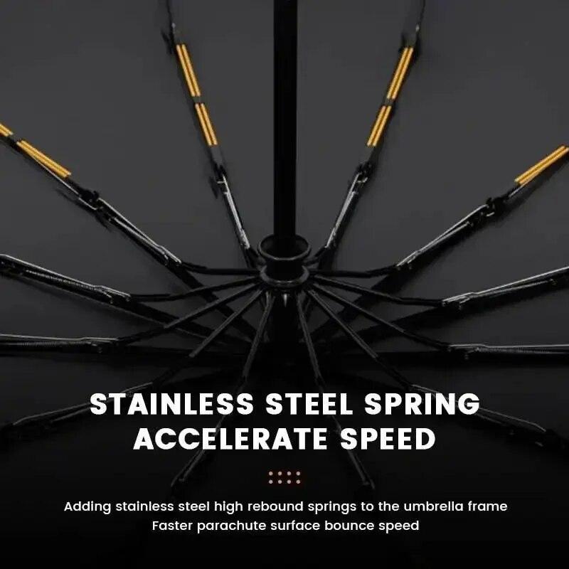 12 Bone Black Glue Fully Automatic Umbrella With Thick And Durable Keel Three Fold Umbrella UV Resistant Folding Umbrella