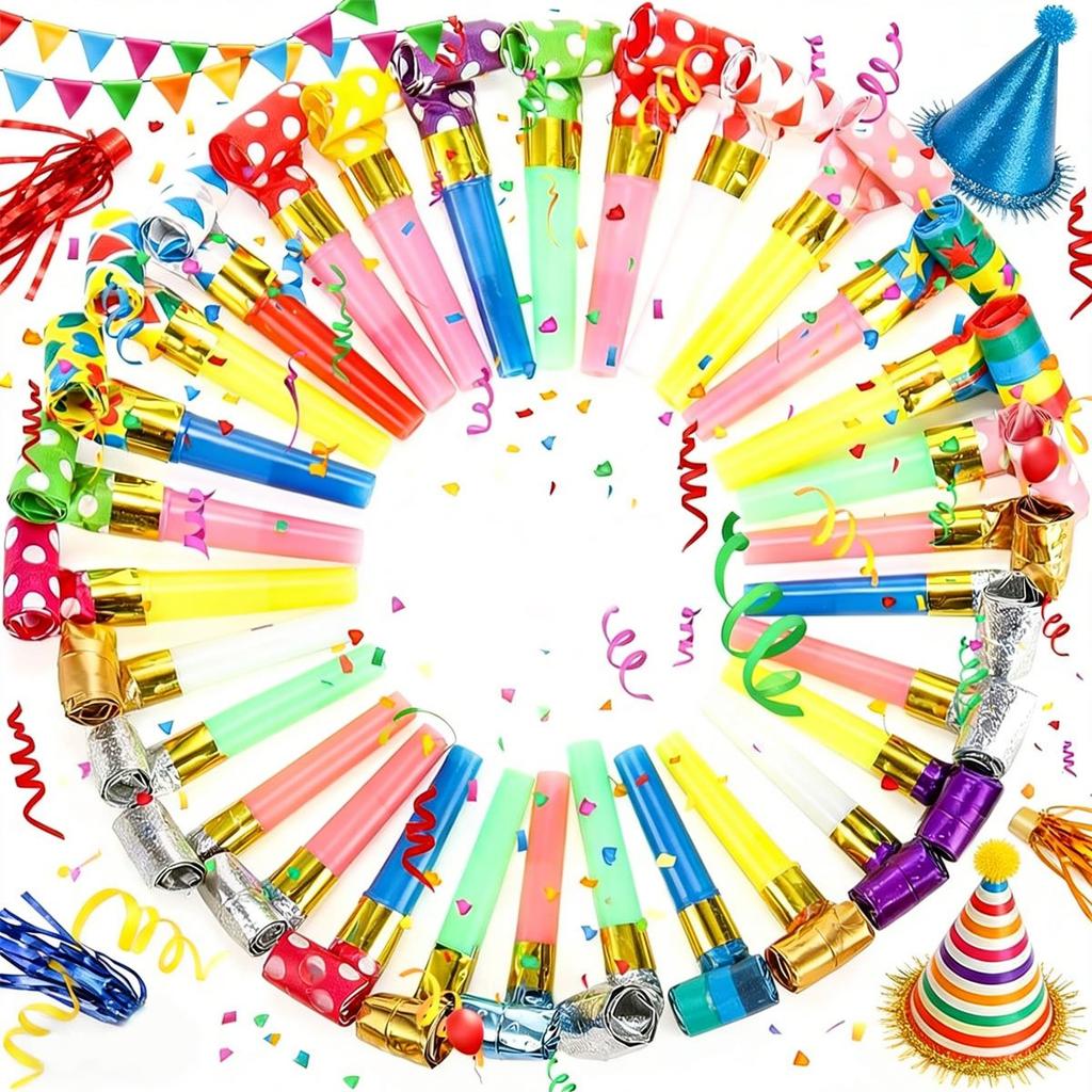 39 шт. Длинноносые свистульки - Креативные пластиковые party blowers, Веселые шумелки для дня рождения, праздников и фестивалей, ZSY