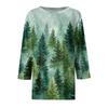 3/4 Length Sleeve Womens Tops Floral Print Vintage Fashion Casual Loose With Round Neck Plus Size Shirts