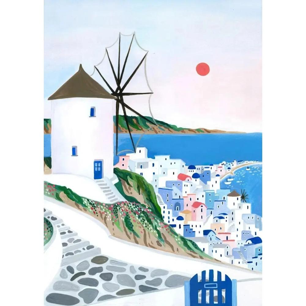 World Travel City Poster Landscape Greece Italy Florence Paris France Canvas Print Painting Wall Art Living Room Home Decorative