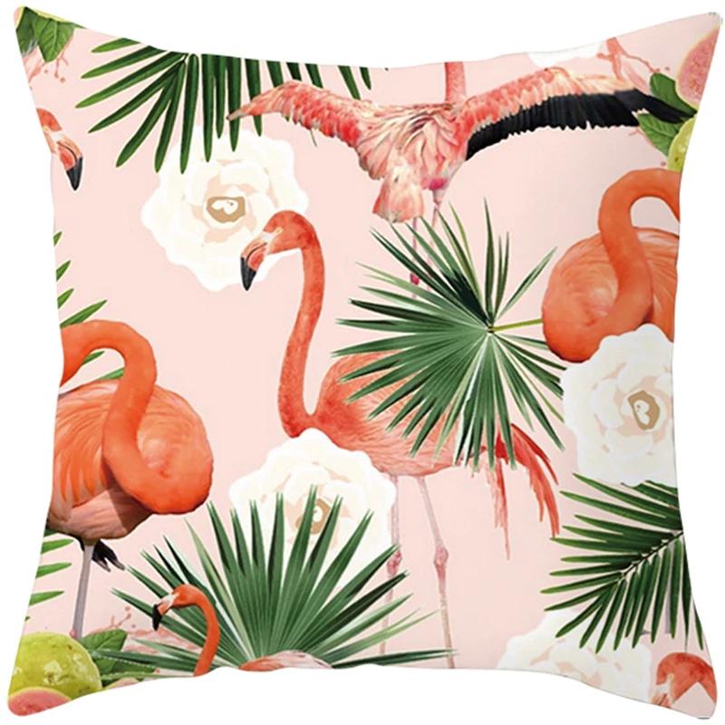 Pink Flamingo Pillow Case Decoration Holiday Happy Birthday Party Hawaii Tropical
