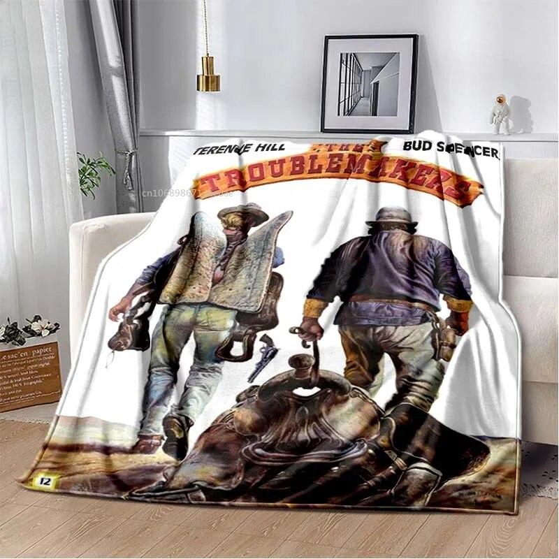 Одеяло с принтом Теренса Хилла и Бада Спенсера, комедийный персонаж, теплое тонкое фланелевое мягкое и удобное домашнее дорожное одеяло, подарок