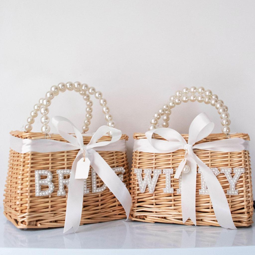 Плетеная сумка-клатч из жемчуга для свадьбы, девичника и мальчишника