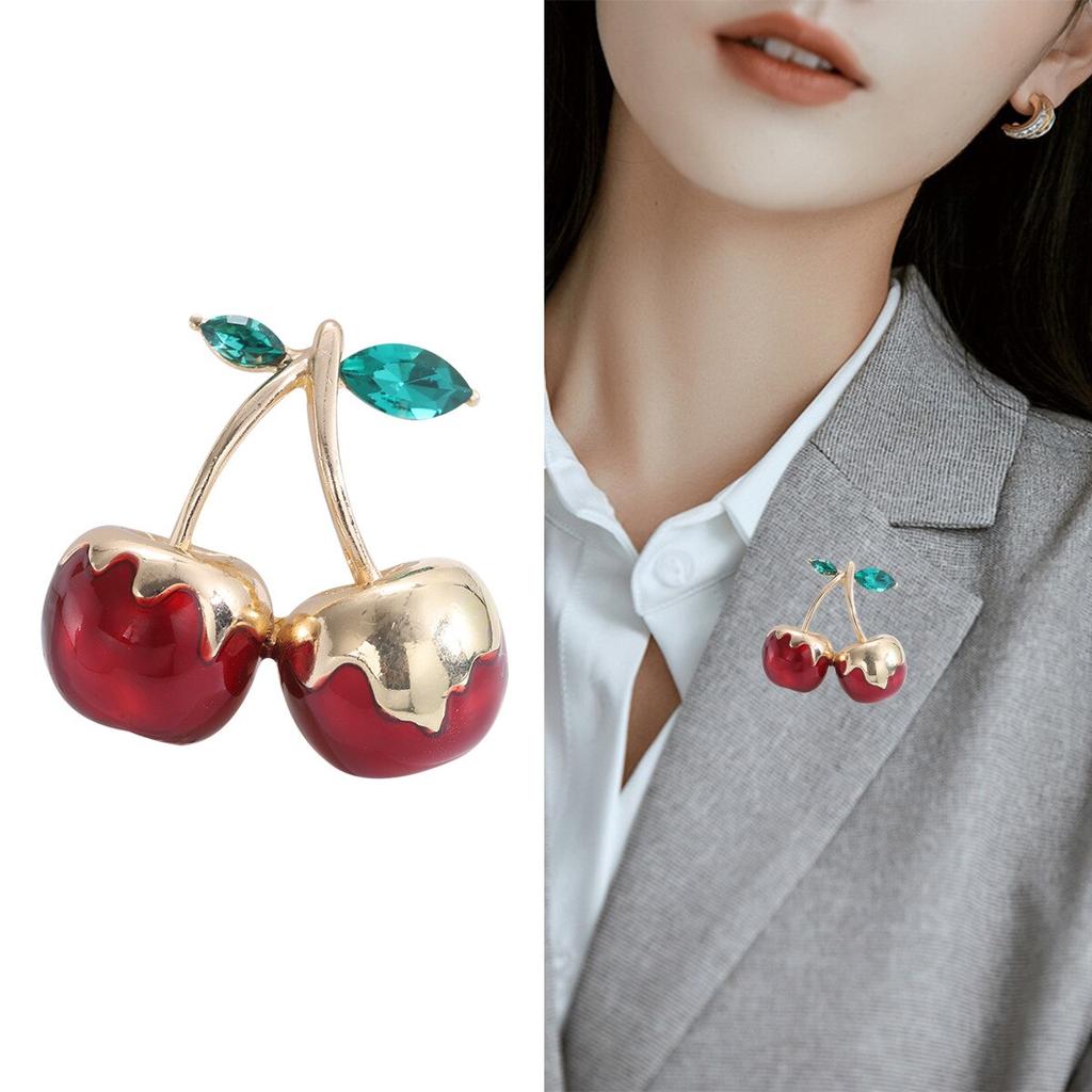 Blucome Эмалированные кремовые броши с вишней для женщин, унисекс, фрукты, летняя вечеринка, офисная брошь, булавки, подарки