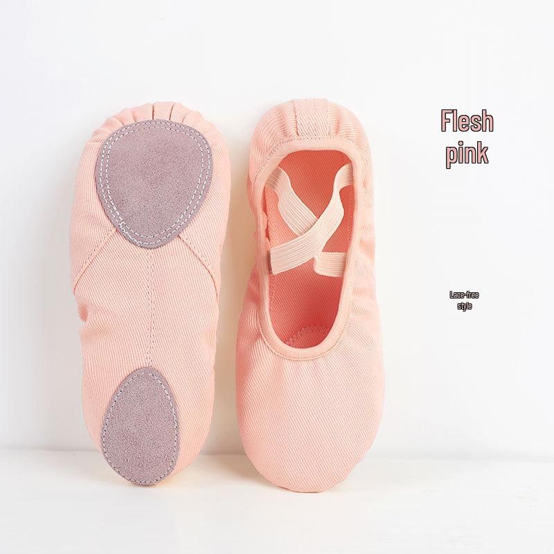 Детские балетные туфли с кошачьей лапкой: Эластичная, Мягкая Подошва, Холщовая Тренировочная Обувь без Шнурков