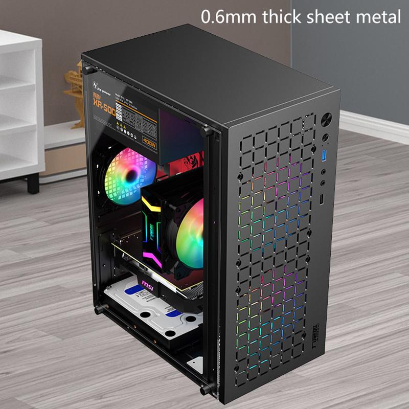 Micro Atx/Itx Transparent Diy Pc Case Glass Desktop Computer Case Hdd+Ssd Atx Power Supply 250Mm Graphic Cards 3 Fans Cooler