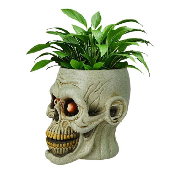 Кашпо в виде черепа, смола, кашпо в виде человеческого черепа, миска для конфет на Хэллоуин, готическое кашпо для суккулентов, украшение для дома, офиса, стола