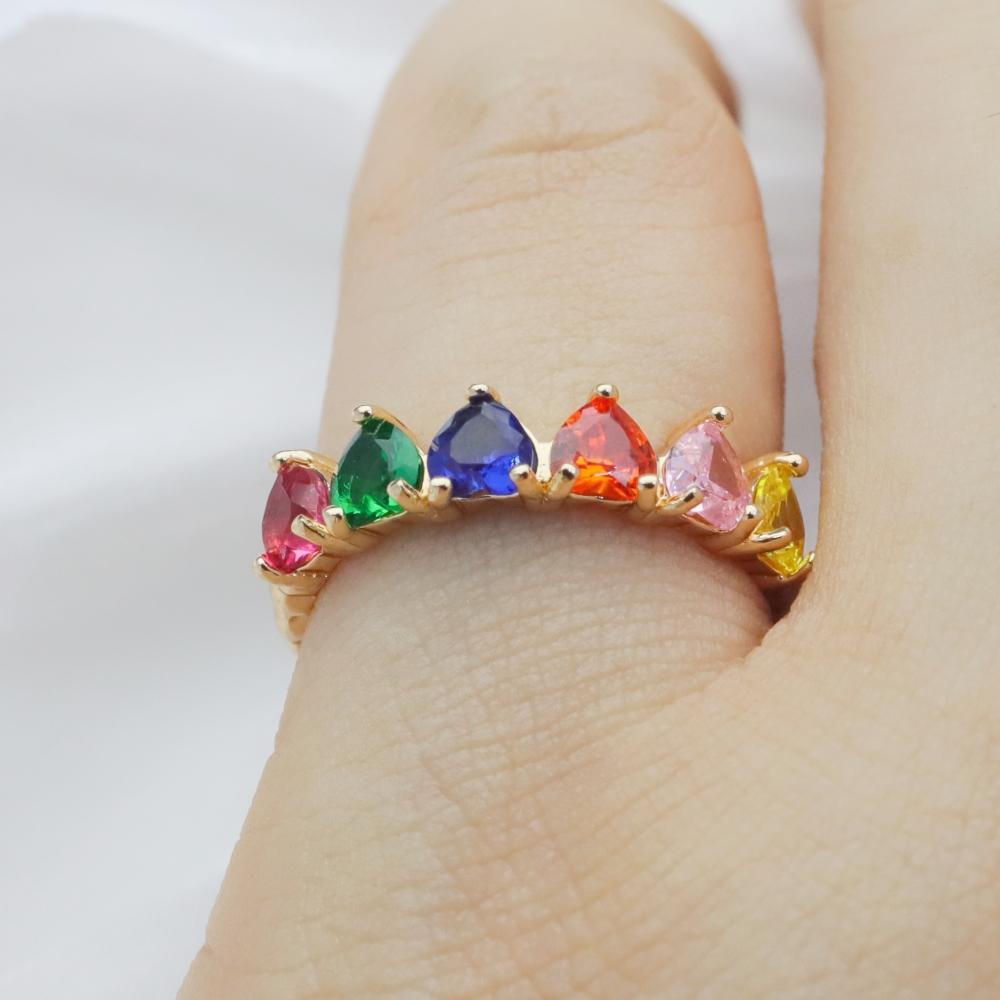Trendy Double Heart Zirconia Open Rings, Golden Tone Adjustable Finger Ring for Party & Daily Wear