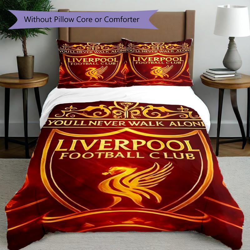 3pcs Duvet Cover Set (1*Duvet Cover + 2*Pillowcase, Without Core),Liverpool F.C Print Bedding Set, Bedroom Decor, All‑Season, Birthday Gift