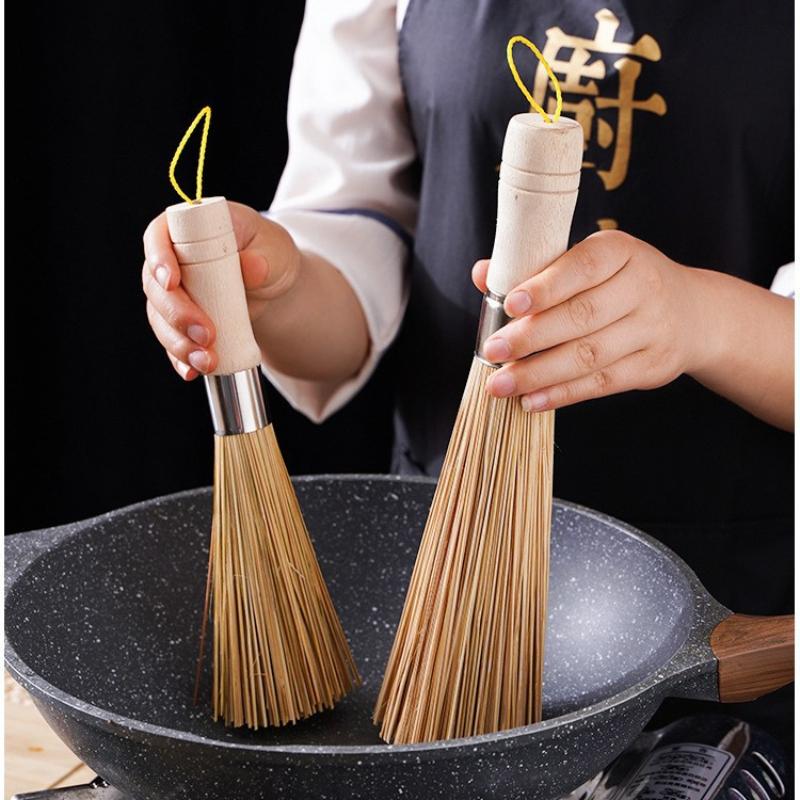 Old-fashioned Bamboo Pot Brush Kitchen Special Brush Pot Scrubber Magic Pot Washing Bamboo Brush Broom Loofah Flesh Commercial Natural Brush
