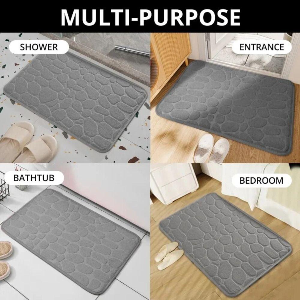 Non-slip Bathroom Floor Mat Cobblestone Shower Doormat Practical Bath Mat