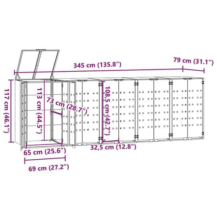 VidaXL Wheeled Storage for Bins for 5 Bins Grey Steel, Bin Storage, Bin Storage of 3279990