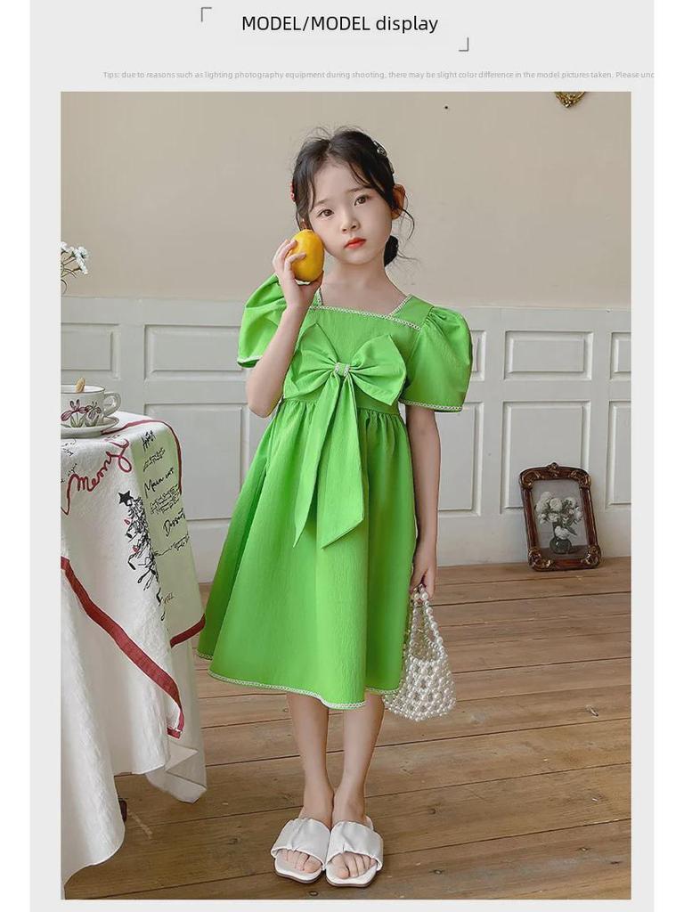 Летнее платье принцессы с рукавами-фонариками для девочек