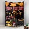 Retro collage featuring "Pulp Fiction" characters, quotes, and scenes. Patterned tapestry for bedroom and living room home decor