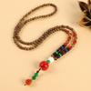 Retro Versatile Men's and Women's Sweater Chain Long High-end Wooden Pendant Buddha Bead Necklace Pendant Cotton and Linen Accessories