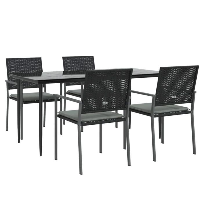 VidaXL Garden Dining Set 5 Pcs Cushions Wicker Steel, Dining Set, Outdoor Dining Set, 3187009
