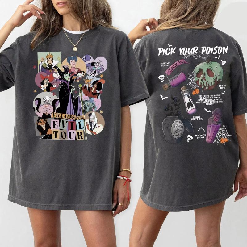 Villains Pick Your Poison Shirt Magic Kingdom TShirt Unisexficient Evil Tour Shirt Villains Shirt Unisex Women Cotton
