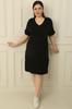 V Neck Pockets Stoned Plus Size Viscose Dress