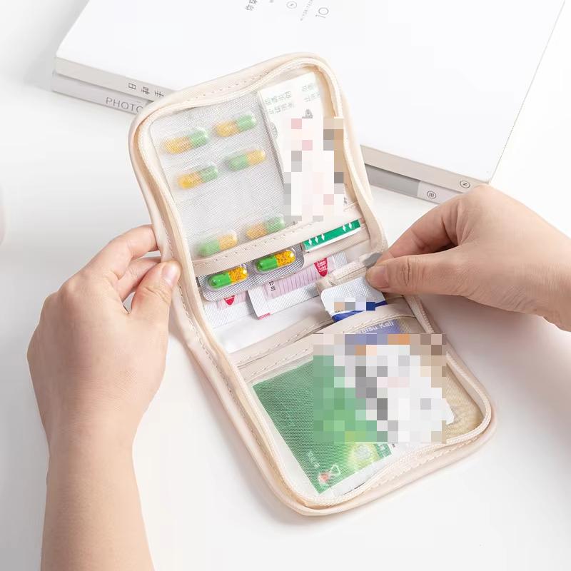 Portable Pocket Polyester Medicine Bag Outdoor Travel Camping Medical Bag First Aid Kit Bandaid Disinfection Supplies Organizer