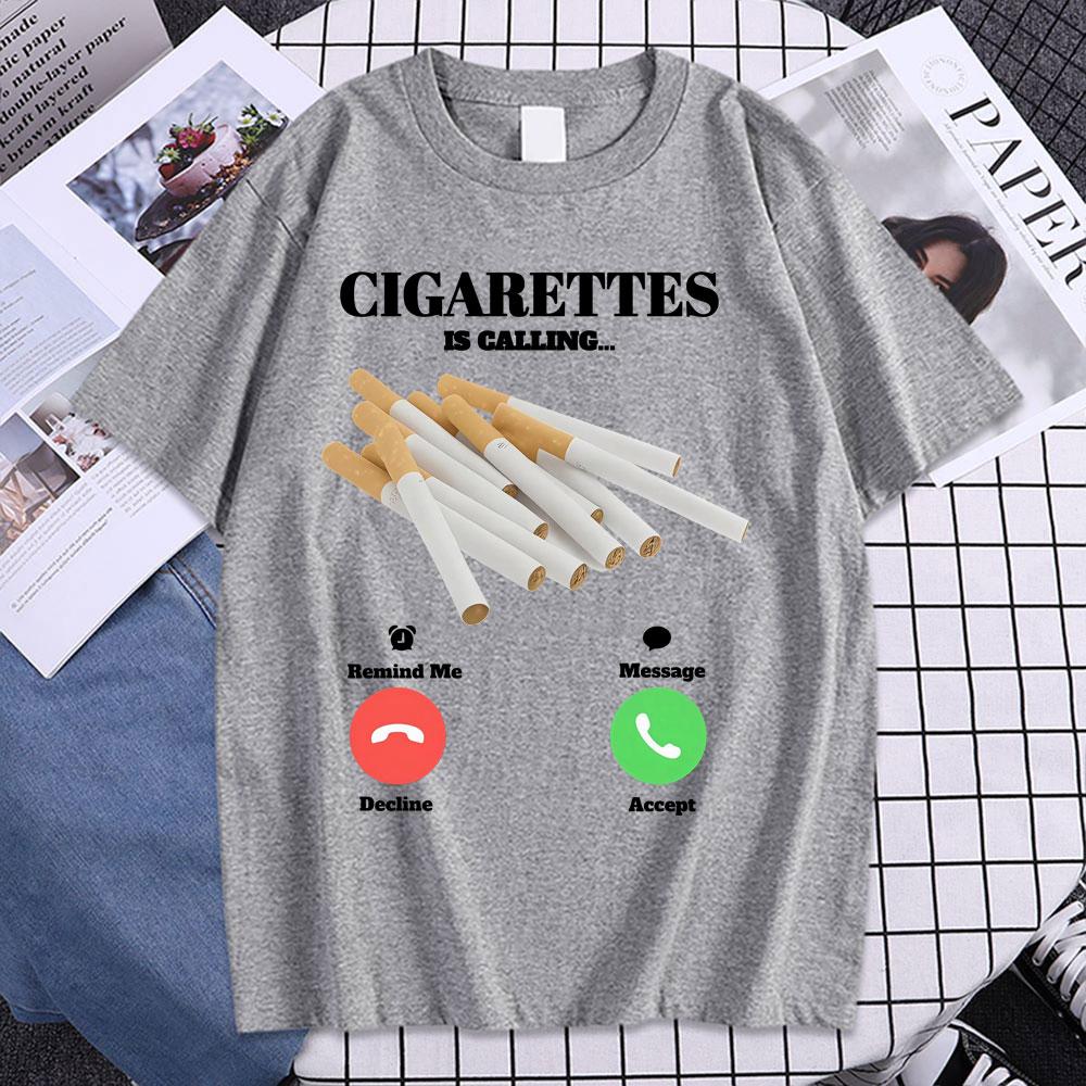 Cigarettes Is Calling T Shirt Funny Smoker Meme Tee Shirt Men Women Fashion Vintage Humor Short Sleeve Oversized Cotton T-shirts
