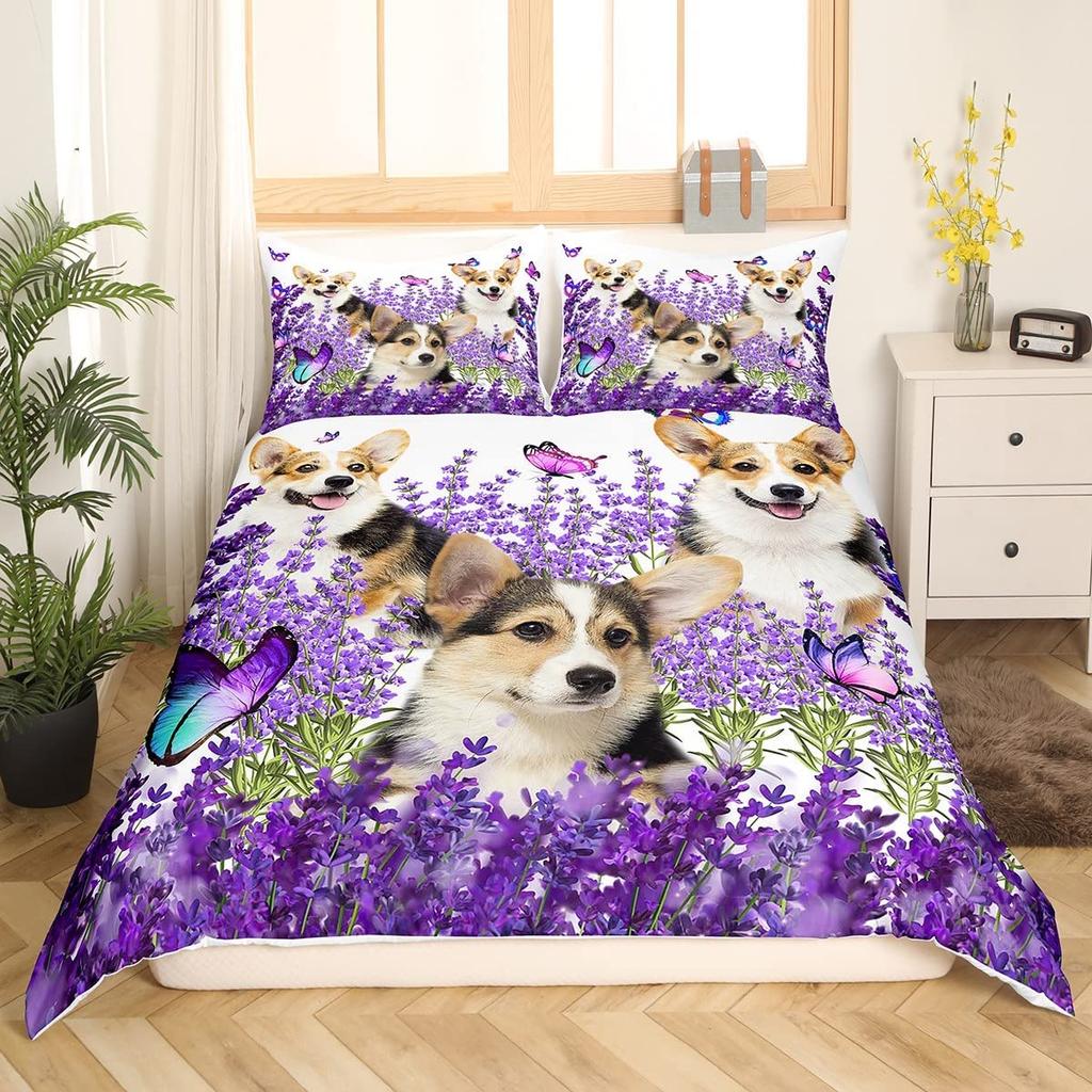 Комплект постельного белья с милыми собачками размера King Queen и рисунком животных Kawaii Dog для детей, мальчиков и девочек, полиэстеровое одеяло