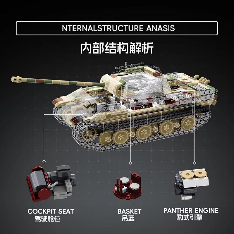 TK8002 Тяжелый танк Тигр Вторая мировая война Модель Военная серия Поле боя Игрушки для сборки своими руками Строительные блоки Праздничные подарки для мальчиков 1675 шт.