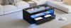 Modern Coffee Table with LED Light, Rectangular Sofa Table, 2 Large Drawers, Living Room Table Made of Glass, Double-Layer, High-Gloss, Black