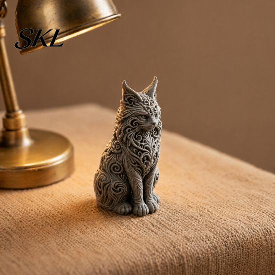 Modern Cat Desktop Accessory 3D Printed Maine Ornaments, Figurine for Table Decor, Cool Non-tip Ornament Sculpture with Intricate Details, Gifts
