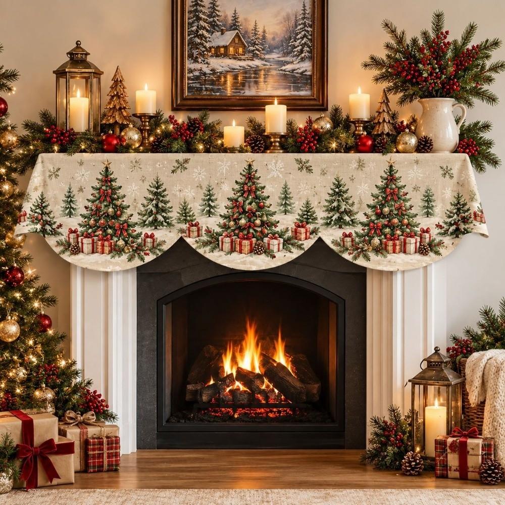 Stain-resistant Christmas Fireplace Mantel Impact-resistant Christmas Table Banner New Year