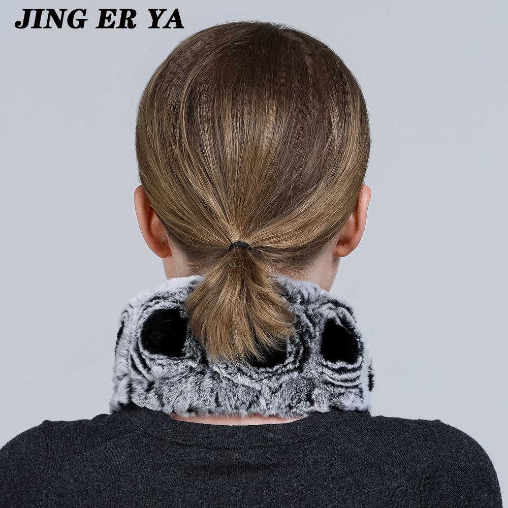 JINGERYA женский натуральный мех ручной работы эластичный меховой шарф вязать из натурального меха кролика рекс повязки на голову для девочек натуральный мех кольцо капюшон снуд шарфы зимние