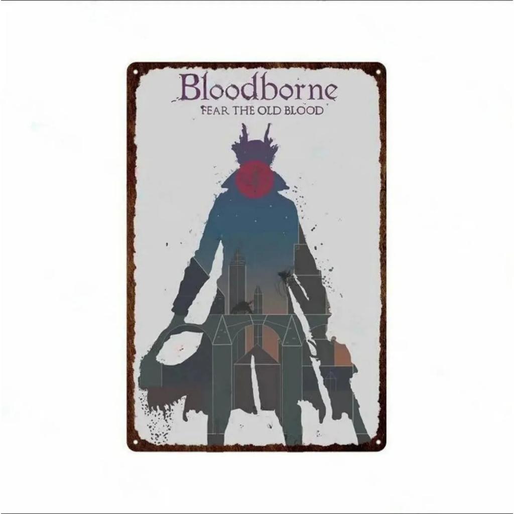 Металлическая табличка Жестяные знаки Bloodborne Настенное украшение Винтажные художественные постеры Жестяная картина для мужской пещеры Дома Кафе Игровой комнаты Клуба Бара