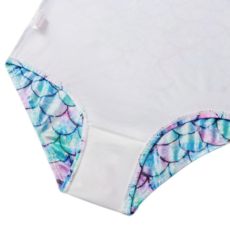 Детская танцевальная одежда, балетный костюм с принтом рыбьей чешуи, цельный купальник с длинными рукавами